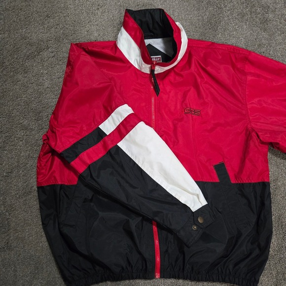 Vintage Spinnaker by Trimark CCS Windbreaker Jacket Red Black White Mens Large‎ - Picture 2 of 9